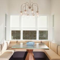 Contemporary Dining Nook With Geometric Table & Bench Seating