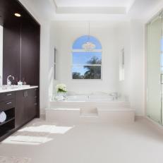 Large Contemporary Bathroom Features Handsome Vanity