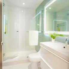 Bathroom With Glass Walk-In Shower & Floating Vanity