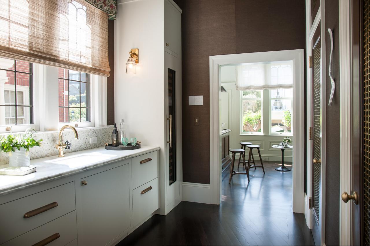 Butler S Pantry Features Extra Refrigerator Storage And Sink Hgtv