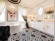 White and Black, Art Deco-Style Master Bathroom
