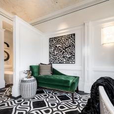 Luxurious Bathroom Retreat Mixes Green, Black, White and Gold for Art Deco Appeal