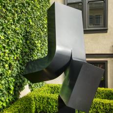 Boxwood and Ivy Garden Featuring Aluminum Sculpture