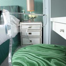 Funky Lucite Chair Works Well in Midcentury Modern Bedroom