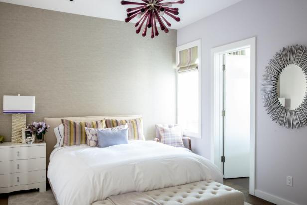 Bedroom With Eye-Catching Light Fixture | HGTV