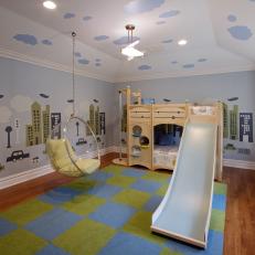 Playground-Inspired Kid's Bedroom With Fun Wall Mural
