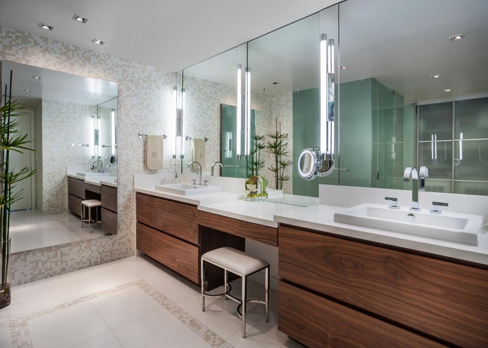 Neutral Asian Bathroom With Bamboo, Asian Bathroom Vanity Cabinets