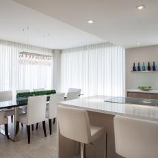 White Contemporary Open Plan Dining Room 