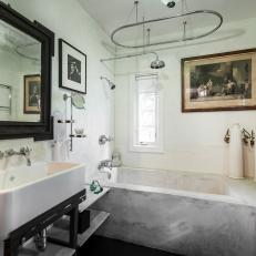 Neutral Victorian Bathroom With Soaking Tub