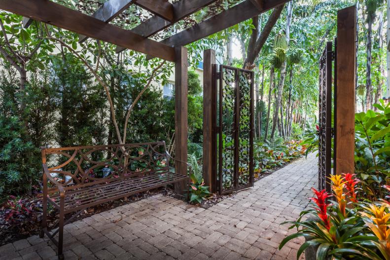 Wooden Pergola With Bench