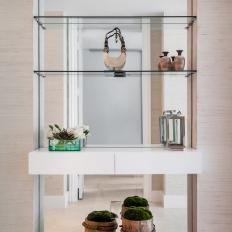 Built-In Shelf and Counter With Mirror