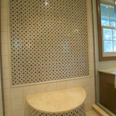 Mosaic Tile Accent Wall in Double Entry Shower
