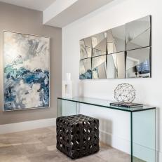 Glass Contemporary Console Table and Stool