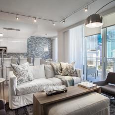 Neutral Contemporary Open Plan Condo Living Room