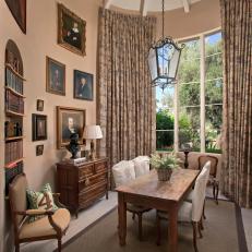 Round, French Country and Victorian Breakfast Room with High Ceilings