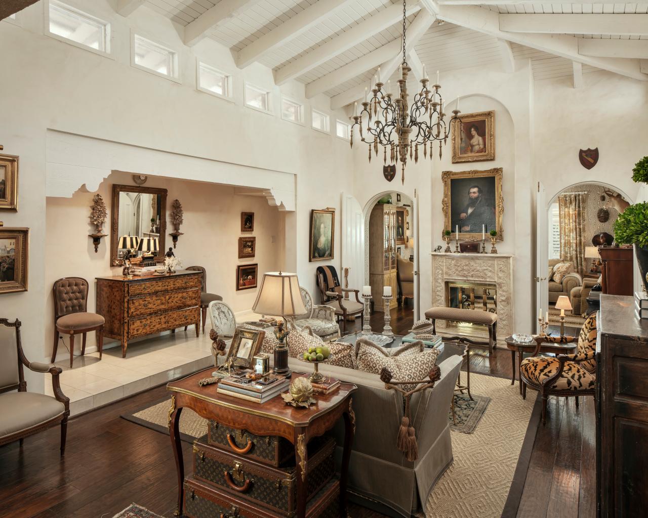 Updated Traditional Country French Living Room Featuring High