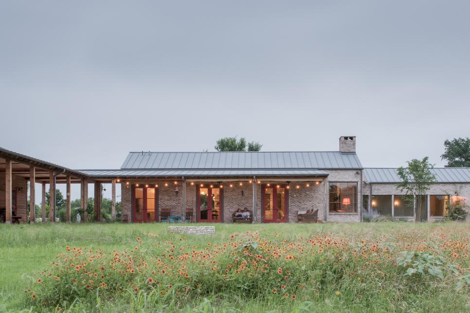 Ranch Exterior With String Lights