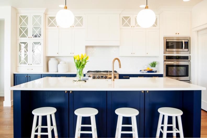 Navy Blue and White Kitchen