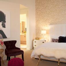 White Teen Bedroom With Audrey Hepburn Artwork