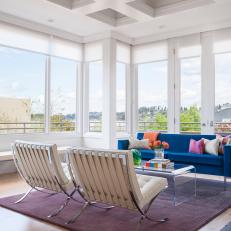 Stunning White Living Room with Panoramic Views  
