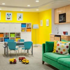 Bright Yellow Playroom with Kid-Friendly Furniture