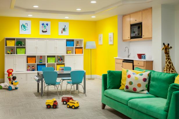 Colorful Playroom with Easy-to-Clean Furniture 