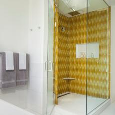 Modern White Master Bathroom with Sleek Glass Shower 