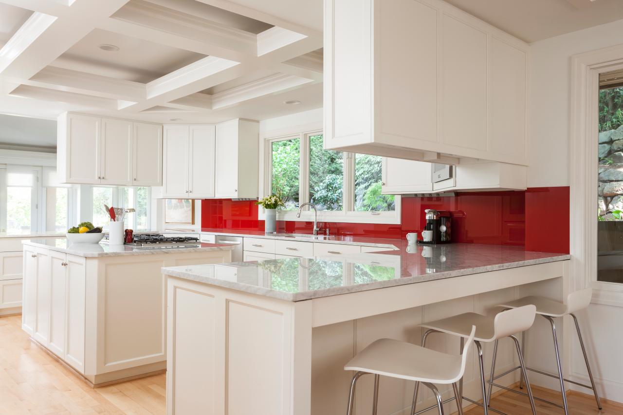 Bright White Modern Kitchen With Cherry Red Backsplash Hgtv