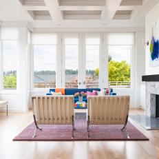 Modern White Living Room Boasts Window-Lined Walls 