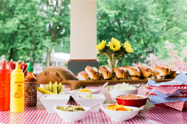 Hot Dog Bar with Condiments 