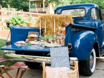 Tailgate Goodies in Blue Pick Up Truck Bed 