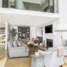 Modern Beach House Living Room With Loft