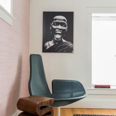 Modern Black Leather Chair and Pink Wall