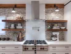 Mosaic Tiles Tie Together Color and Style of Wood Trim, Modern Cabinetry