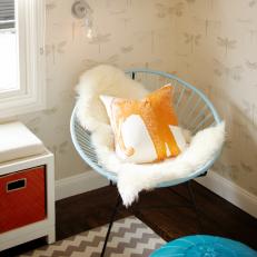 Kid's Room Reading Nook With Blue Chair