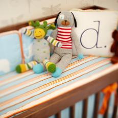 Crib With Pinstripe Bedding 