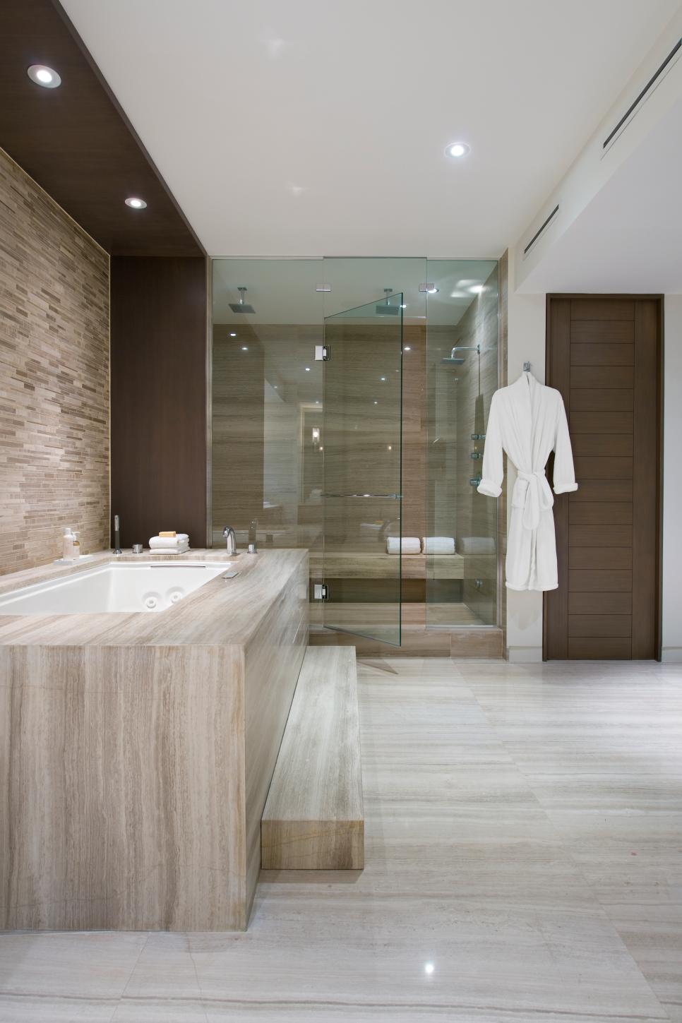 Luxurious Spa-Style Bathroom with Marble Floors | HGTV