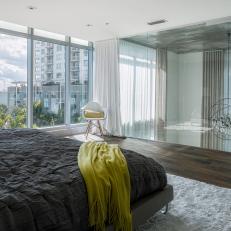 Contemporary Apartment Bedroom With Two Window Walls