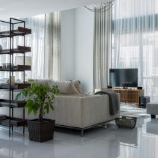 White Contemporary Apartment Living Room With Sheers