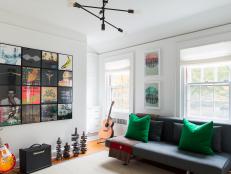 Kid's Room With Musical Instruments and Framed Album Covers