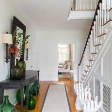 Bright White Foyer With Staircase