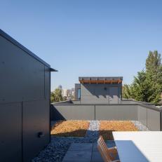Modern Rooftop Deck With Gray Walls