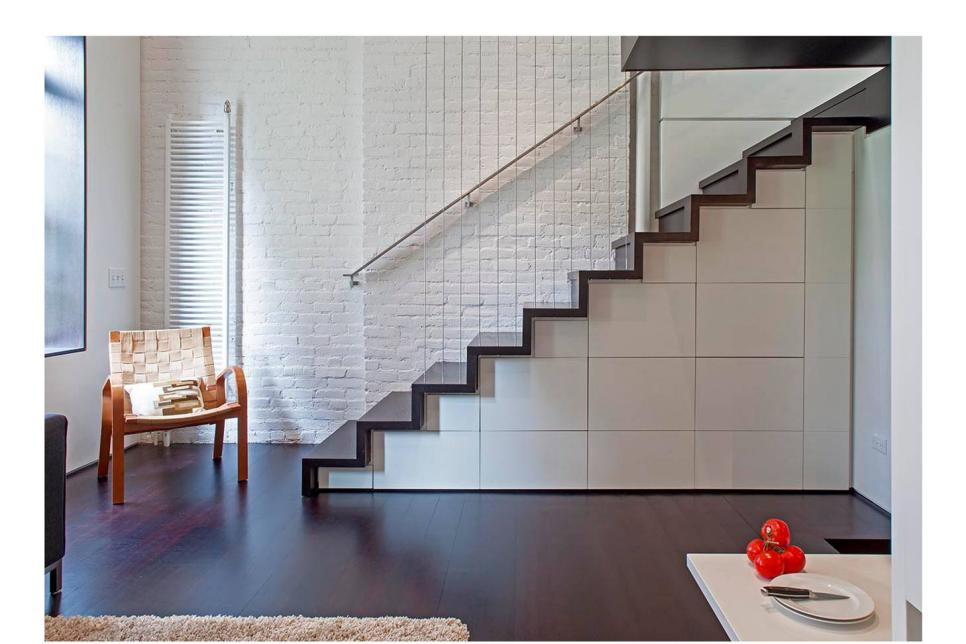 Modern Stairs with Built-In Storage Drawers