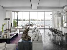 White Modern Living Area With Bay View