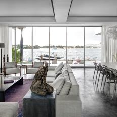 White Modern Living Area With Bay View