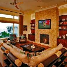 Warm Contemporary Living Room With Mediterranean Influence