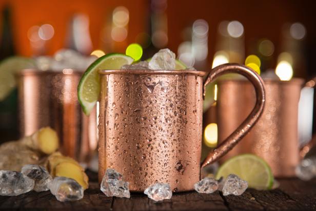 Cold Moscow Mule With Lime Wedge