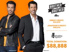 Jonathan defeated Drew in the first-ever <i>Brother Vs. Brother: Jonathan Vs. Drew</i> competition, with all the proceeds from both sales going to Rebuilding Together.