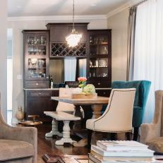 Transitional Bar and Seating Area With Mismatched Chairs