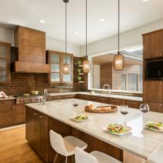 Beautiful Contemporary Kitchen With White Quartzite Countertops